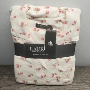 Ralph Lauren Womens Pajamas Size M Lightweight IVORY FLORAL Lounge Set NWT